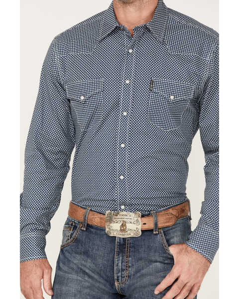 Image #3 - Cinch Men's Modern Fit Small Geo Print Snap Western Shirt , Blue, hi-res