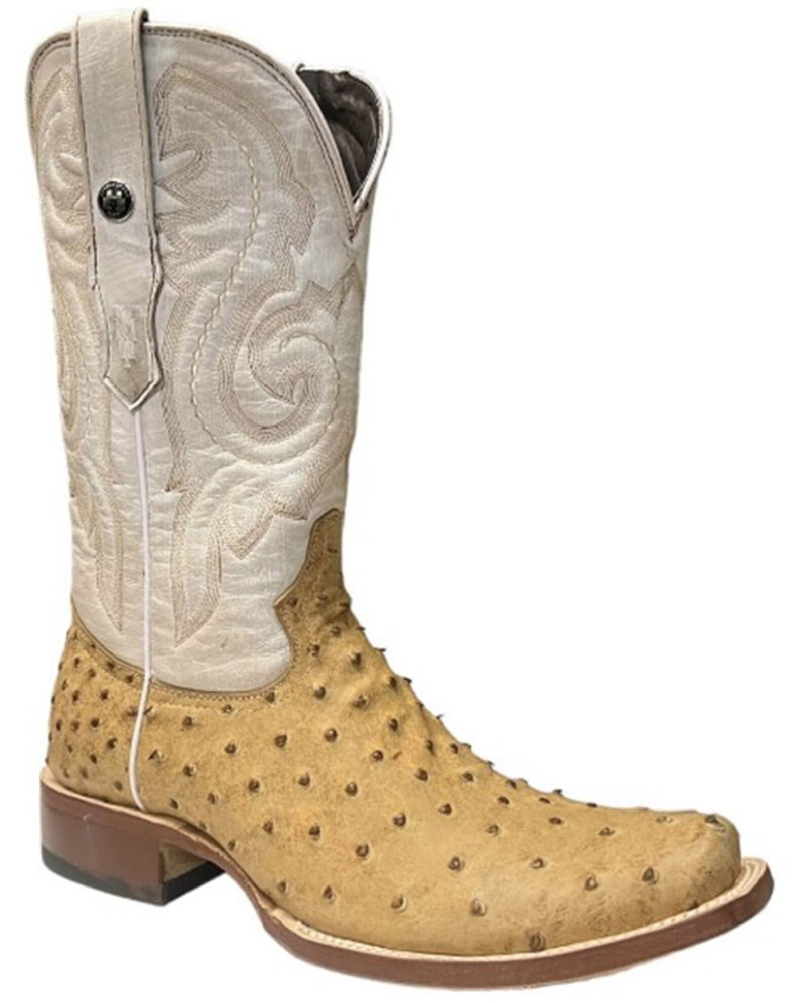 Tanner Mark Men's Ostrich Print Western Boots Square Toe