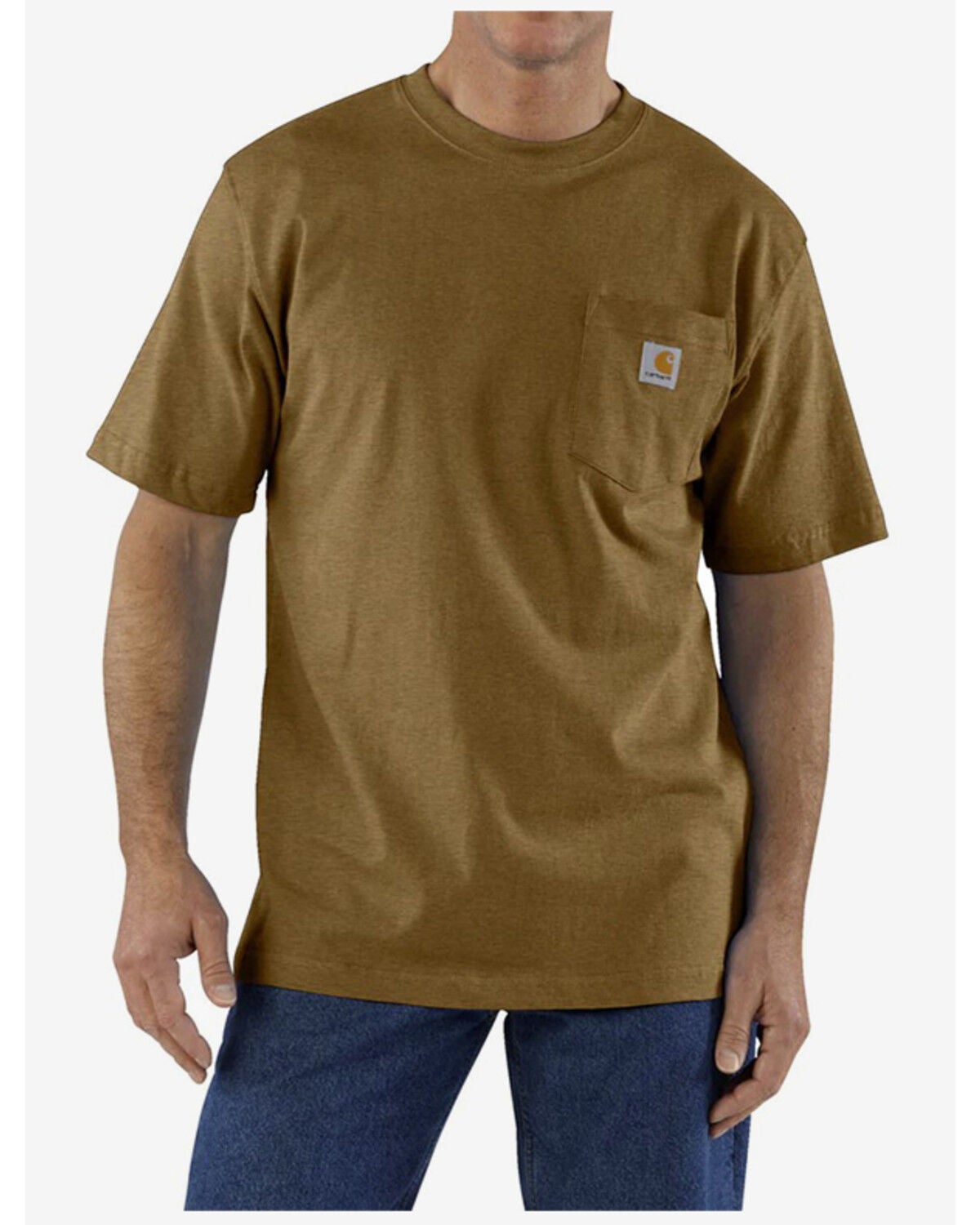 Image #1 - Carhartt Men's Iconic Short Sleeve Pocket Work Shirt, Brown, hi-res