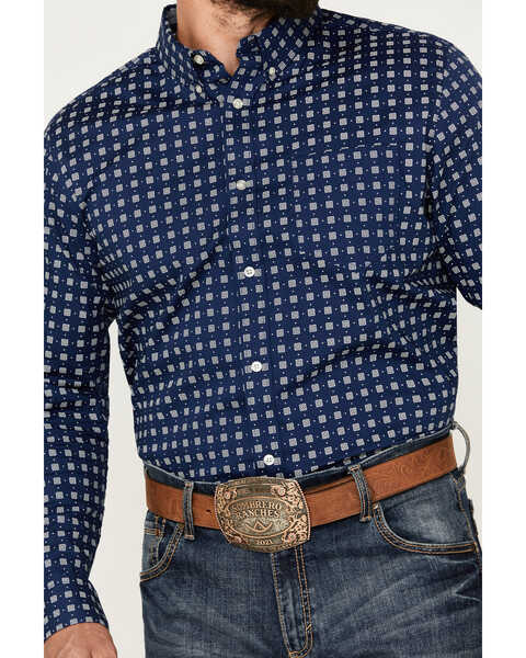 Image #3 - Cody James Men's Rough Road Geo Print Long Sleeve Stretch Button-Down Western Shirt - Tall, Navy, hi-res