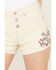 Shyanne Women's Mid Rise Americana Embroidered Shorts, White, hi-res