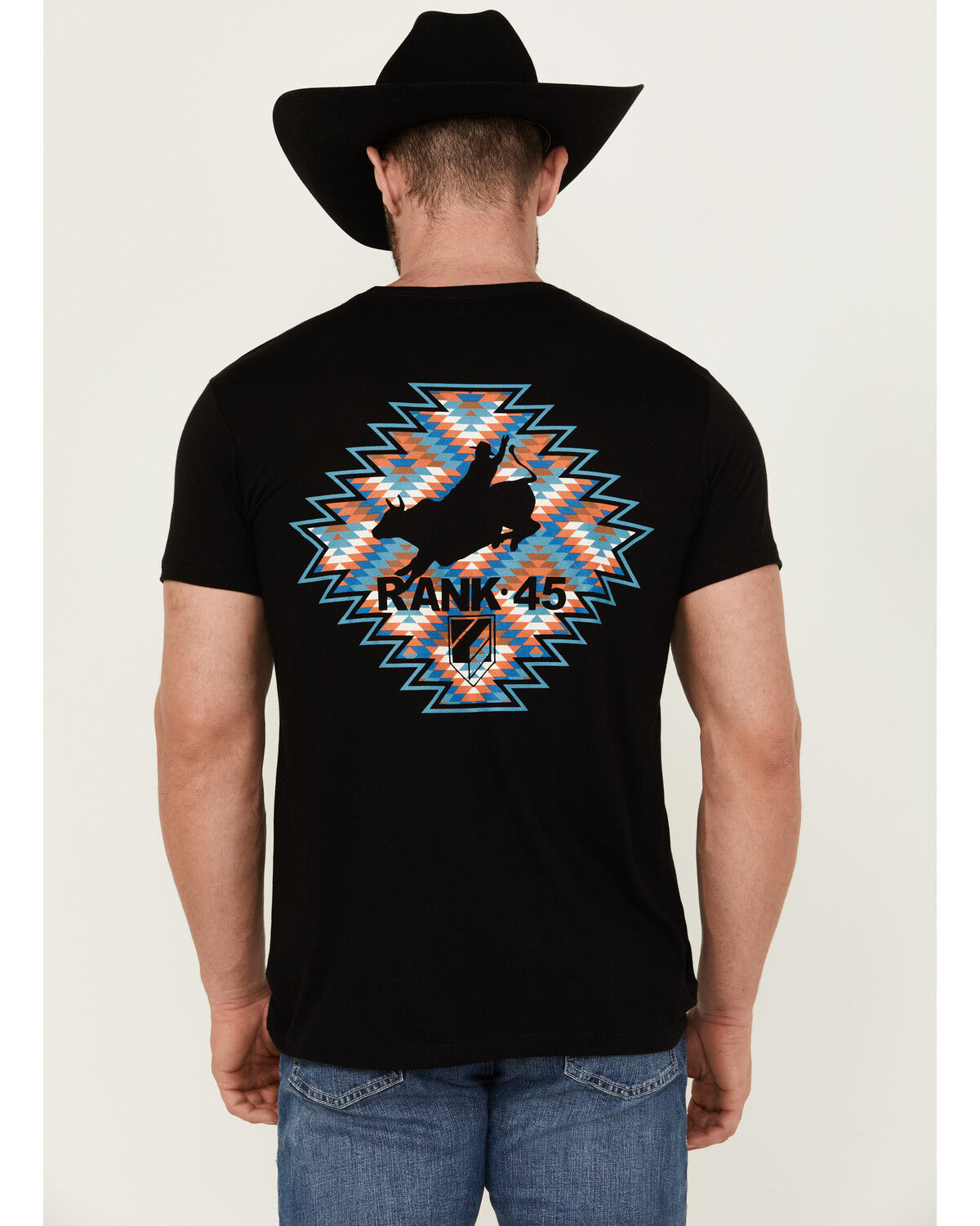 Image #4 - RANK 45® Men's Southwestern Print Bull Logo Short Sleeve Graphic T-Shirt, Black, hi-res