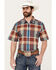 Kimes Ranch Men's Masonic Plaid Print Short Sleeve Button Down Shirt, Red, hi-res