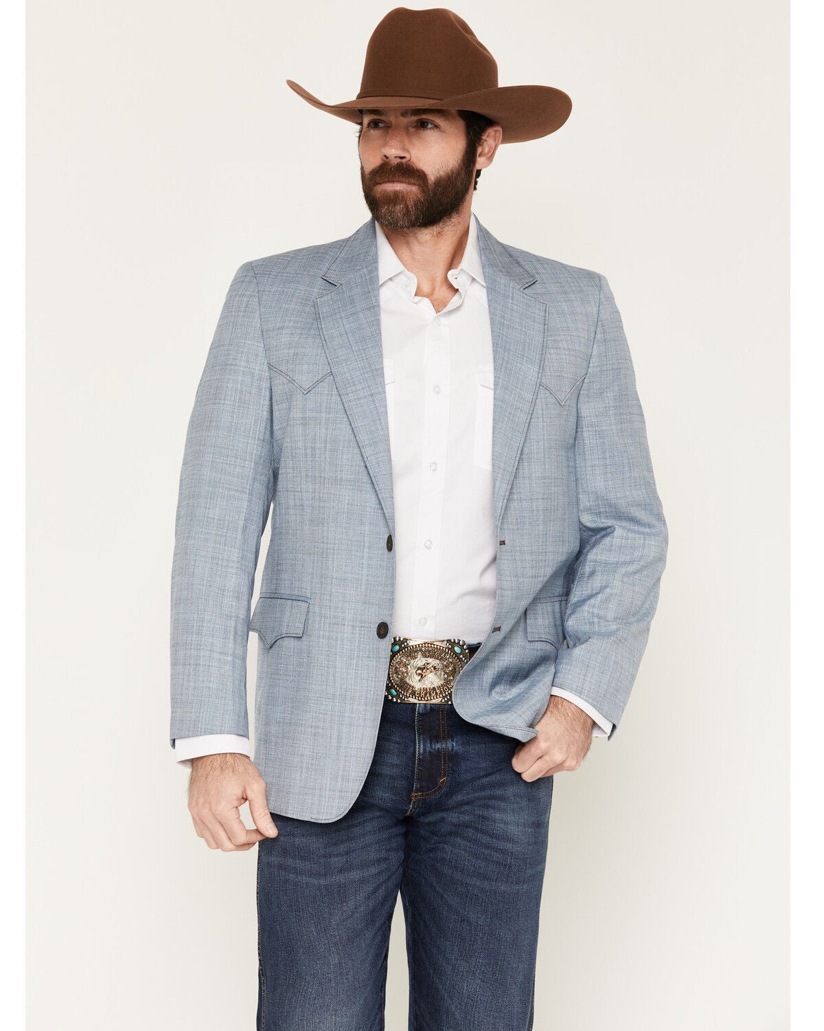 Image #1 - Circle S Men's Fort Worth Sport Coat - Big, Heather Blue, hi-res