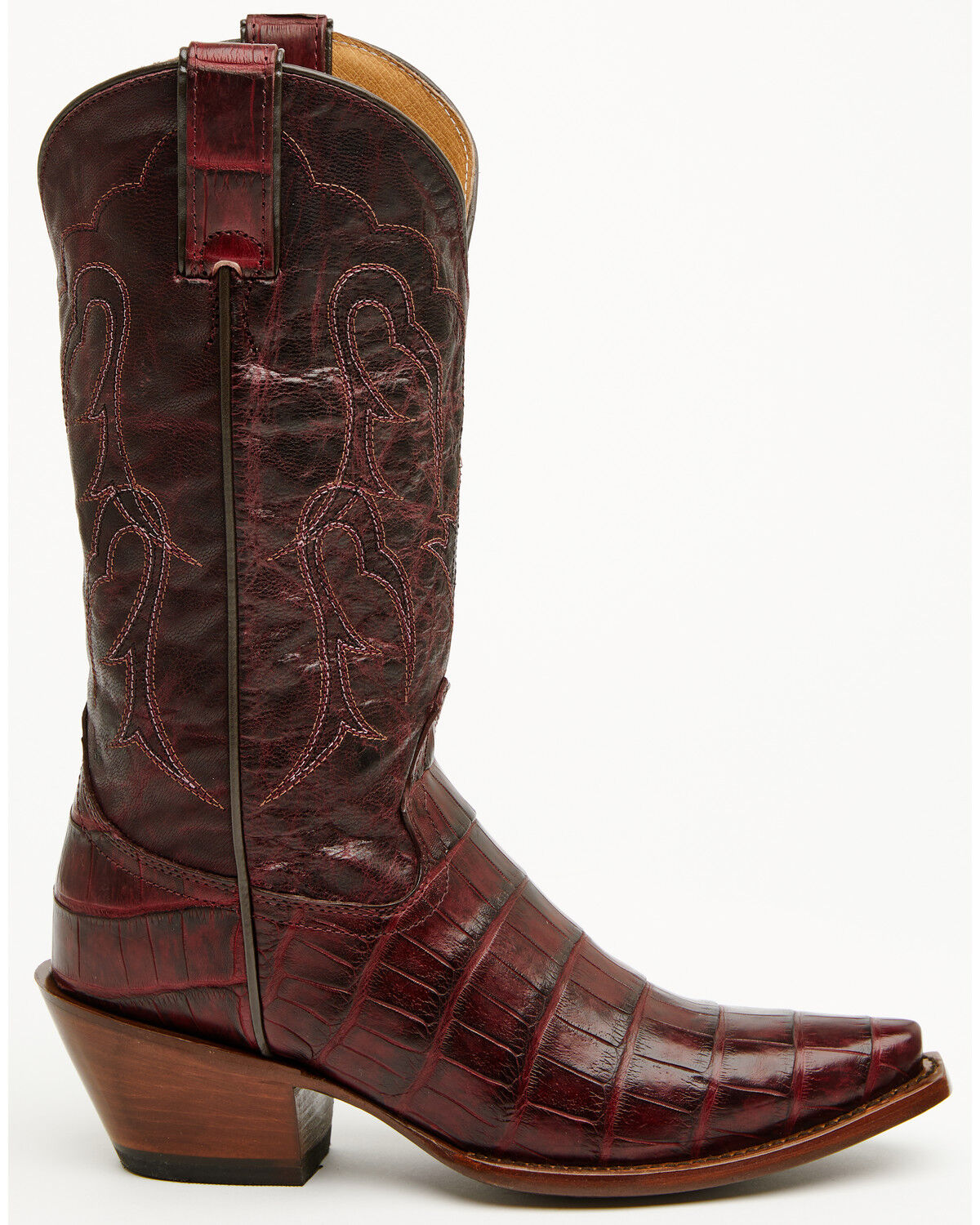 Image #2 - Shyanne Women's Aspen Exotic American Alligator Western Boots - Snip Toe, Black Cherry, hi-res