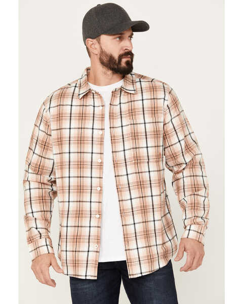 Brothers and Sons Men's Casual Plaid Long Sleeve Button-Down Western Shirt, Suntan, hi-res