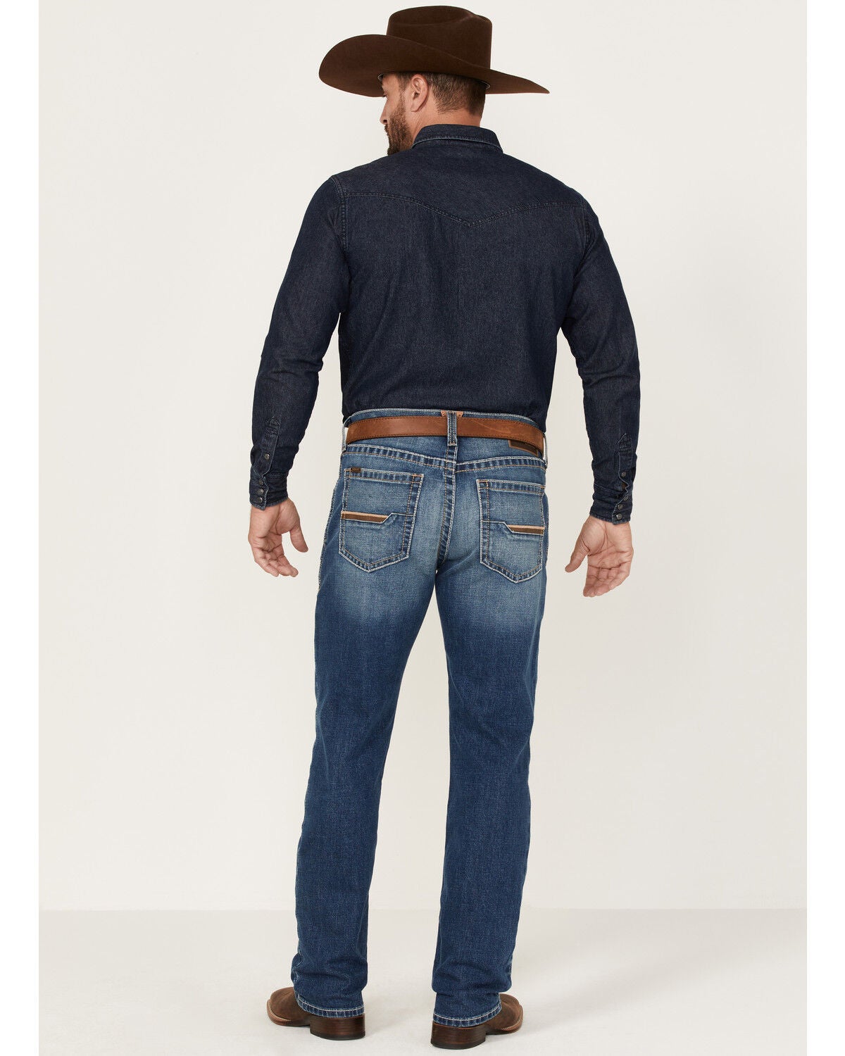 Image #3 - Ariat Men's M4 Marshall Walden Medium Wash Stretch Realxed Straight Jeans, Blue, hi-res