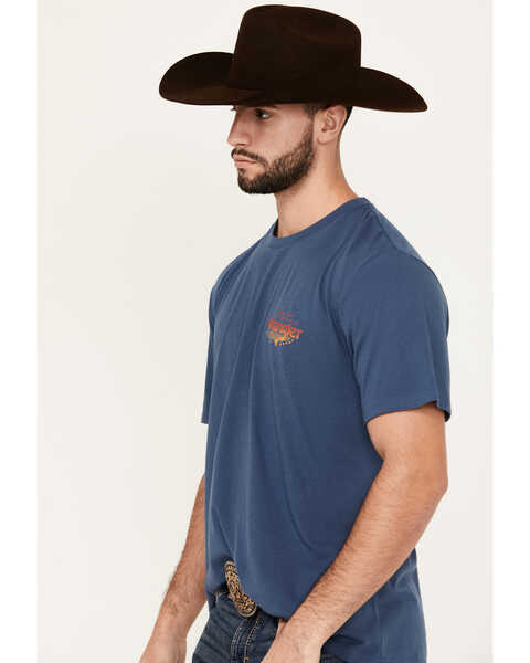 Image #2 - Wrangler Men's Boot Barn Exclusive Ombre Logo Short Sleeve Graphic T-Shirt , Indigo, hi-res