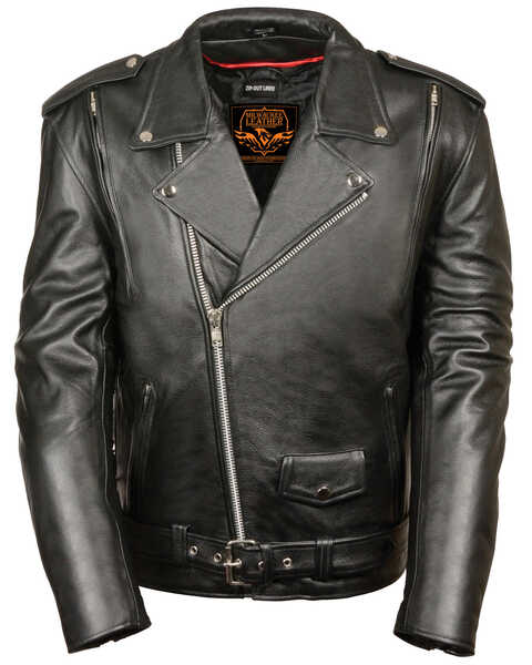 Milwaukee Leather Men's 4X Black Vented Side Lace Leather Motorcycle Jacket  , Black, hi-res
