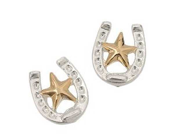 Montana Silversmiths Horseshoe & Star Earrings, Silver, hi-res