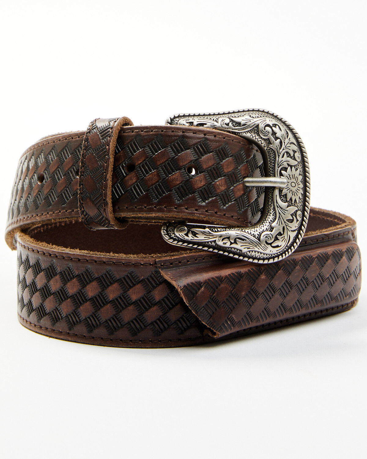Image #1 - RANK 45® Men's Basketweave Belt with Knife Insert, Brown, hi-res