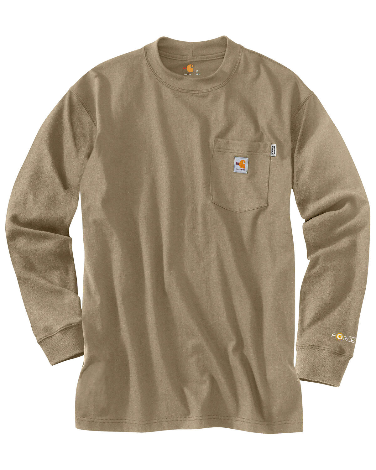 Image #2 - Carhartt Men's Flame Resistant Force Long Sleeve Work T-Shirt - Big, Beige/khaki, hi-res