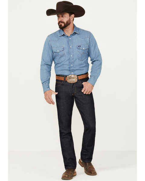 Image #1 - Justin Men's Classic Unwashed Slim Straight Stretch Denim Jeans, Dark Wash, hi-res