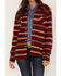 Image #3 - Cinch Women's Serape Stripe Fleece Western Snap Shacket, Red, hi-res
