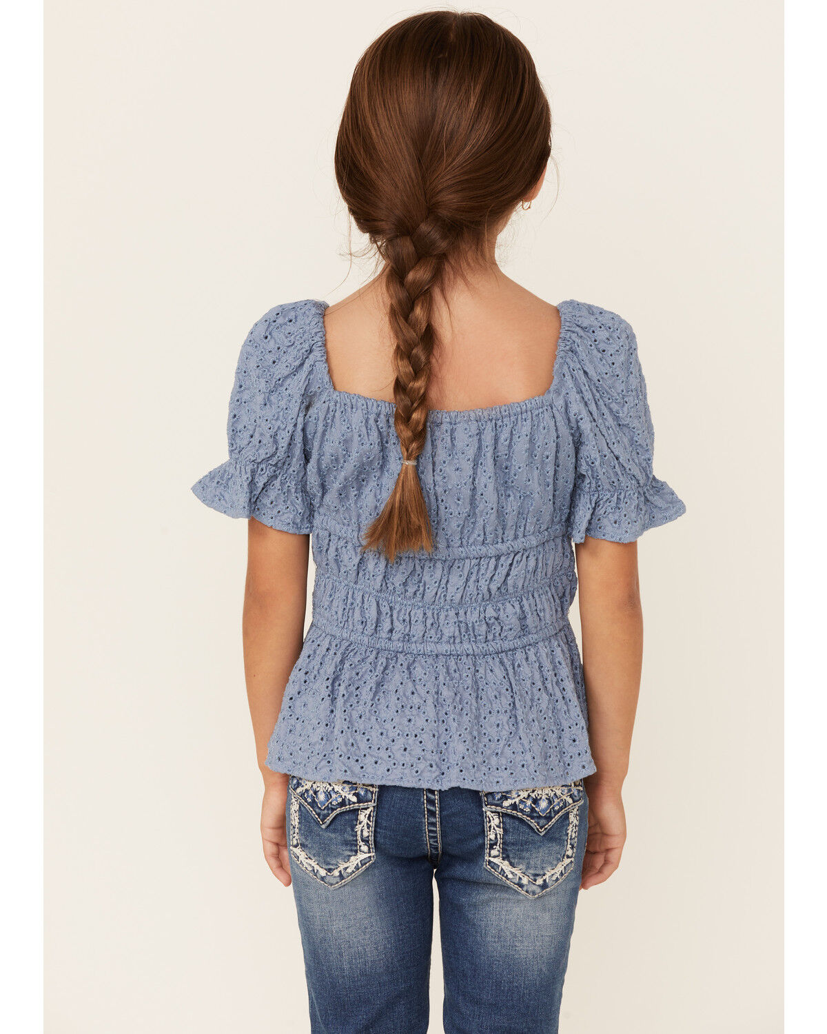 Image #3 - Shyanne Girls' Floral & Swirl Bootcut Jeans, Blue, hi-res