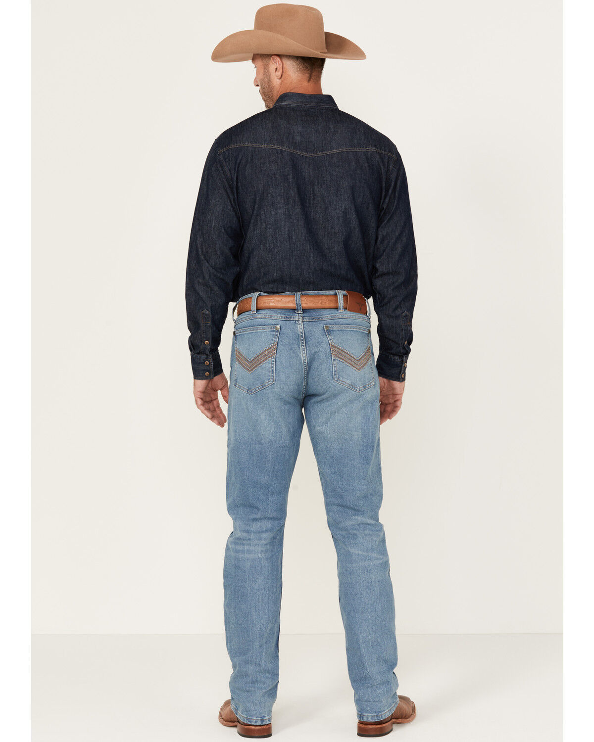 Image #3 - Wrangler 20X Men's Monarch Light Wash Slim Straight Stretch Denim Jeans, Light Wash, hi-res