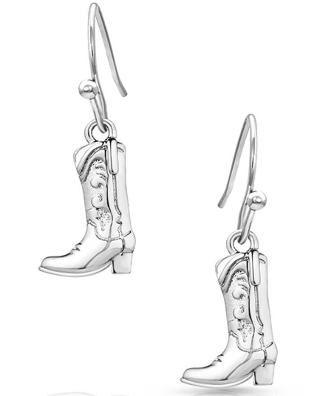 Image #1 - Montana Silversmiths Women's Sculpted Cowboy Boot Earrings, Silver, hi-res