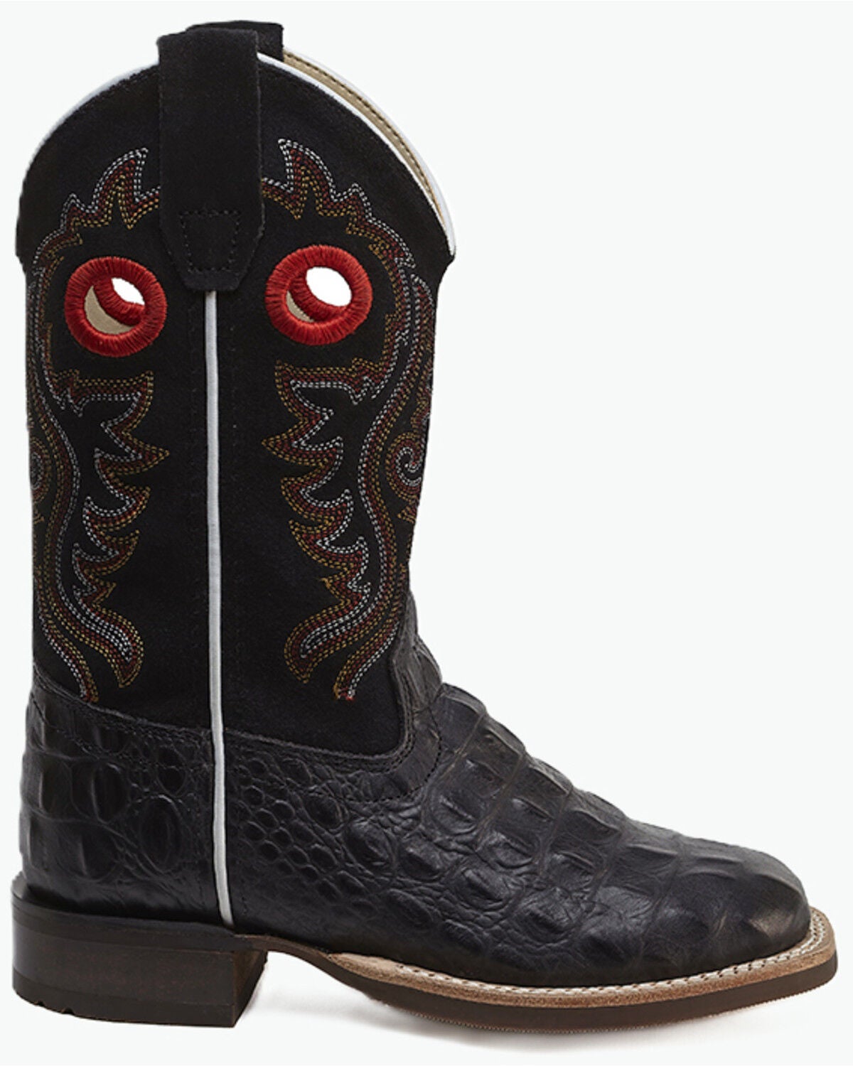 Image #2 - Old West Little Boys' Faux Alligator Western Boots - Broad Square Toe, Black, hi-res