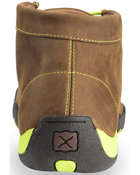 Twisted X Men's Brown & Neon Yellow Lace-Up Driving Mocs - Steel Toe , Brown, hi-res