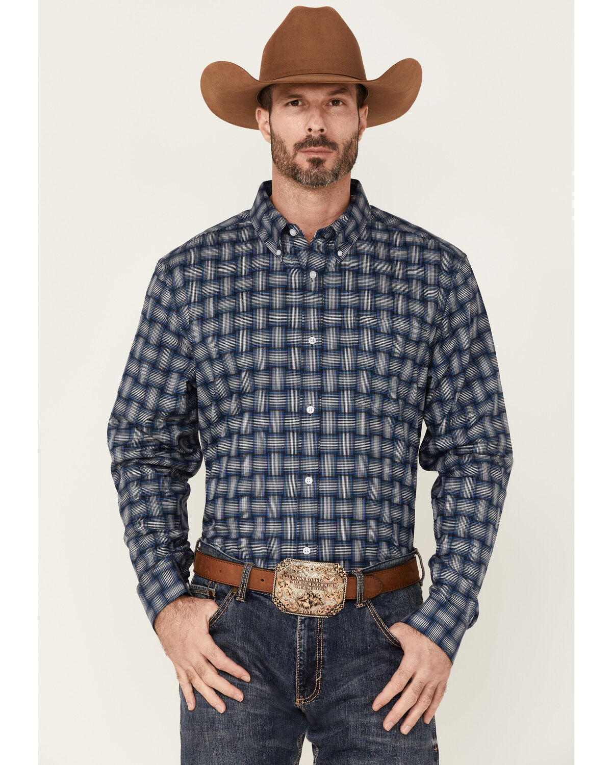 Ccsu19w7-Big Cody James Mens Core Picnic Plaid Long Sleeve Western Shirt Big