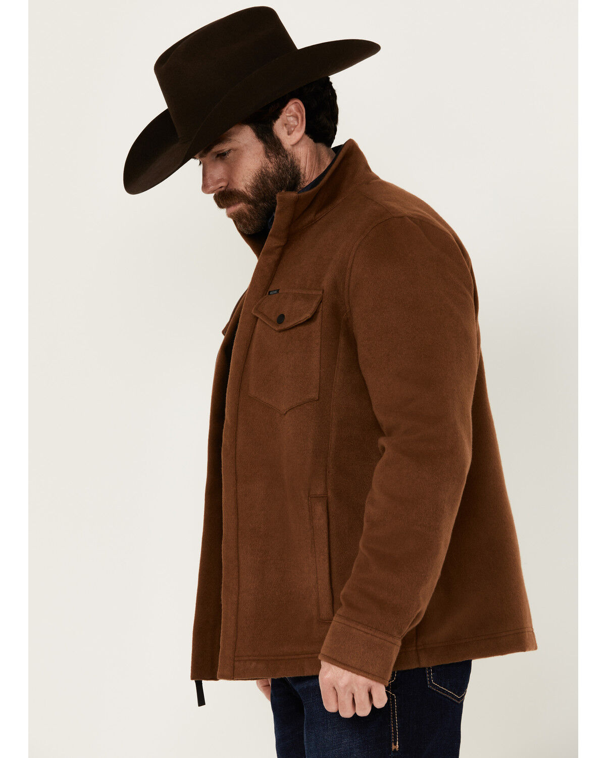 Image #2 - Rock & Roll Denim Men's Solid Twill Zip-Up Jacket, Camel, hi-res