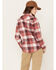 Wrangler Riggs Workwear Women's Plaid Print Long Sleeve Button Down Shirt, Wine, hi-res