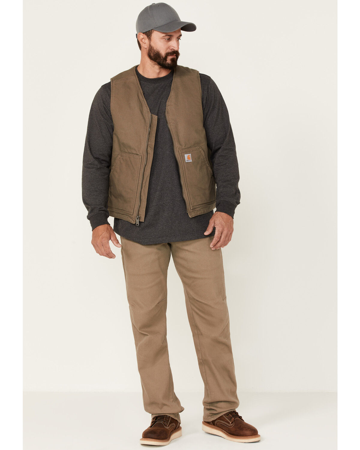 Image #2 - Carhartt Men's Dark Brown Washed Duck Sherpa Lined Vest, Brown, hi-res