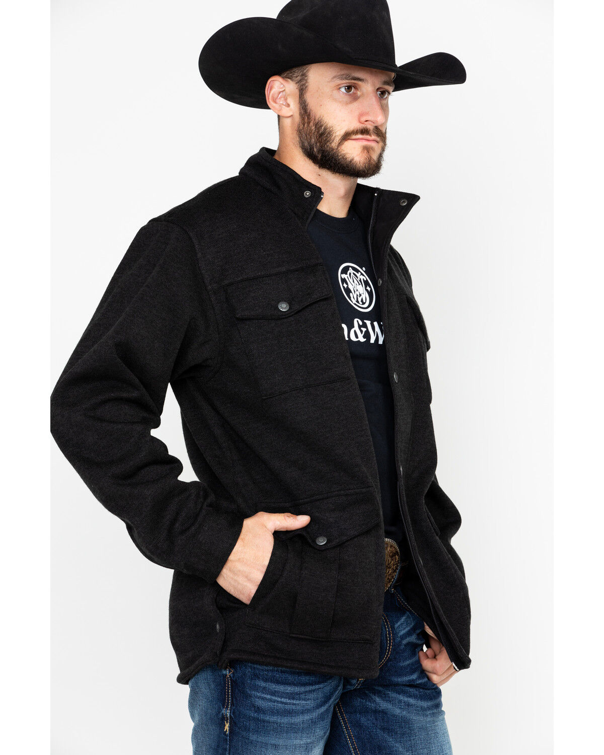 Image #5 - Outback Trading Co. Men's Softshell Reid Snap Jacket, Black, hi-res