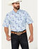 Ariat Men's Jonas Print Button-Down Short Sleeve Western Shirt, Light Blue, hi-res