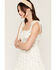 Image #2 - Ash & Violet Women's Floral Print Sleeveless Bow Strap Mini Dress, Ivory, hi-res