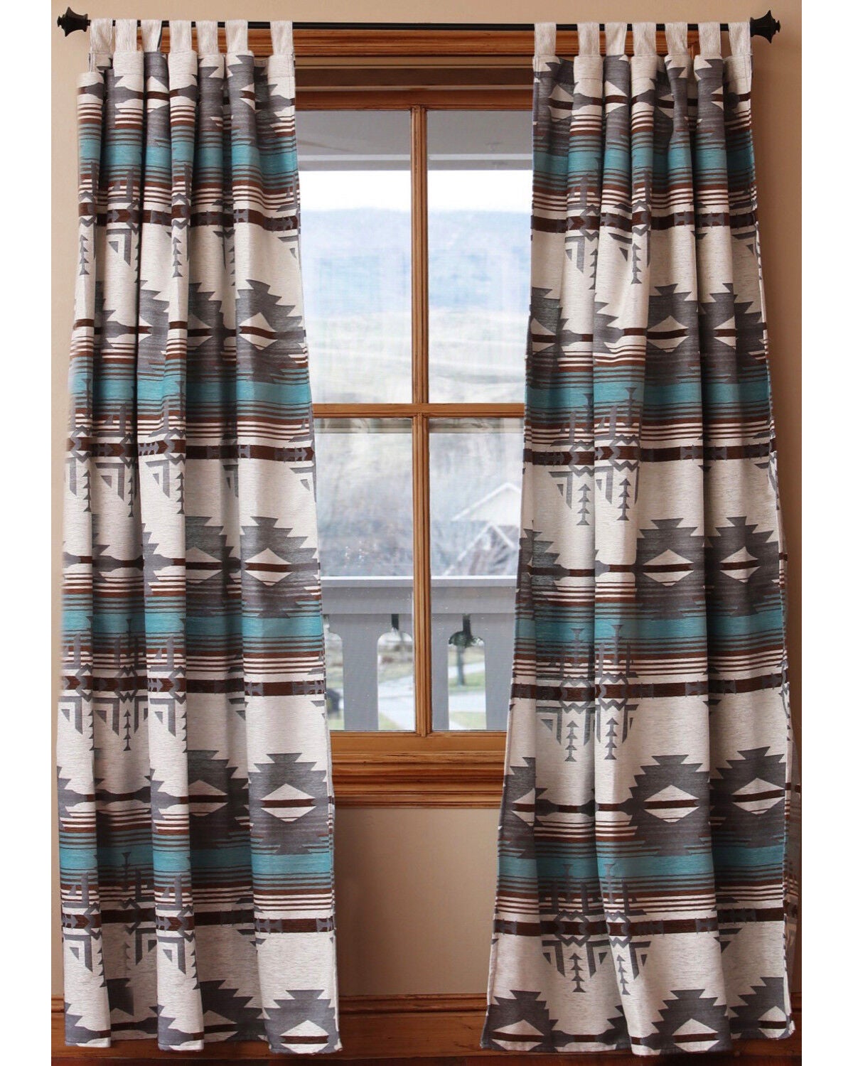 Carstens Badlands Tab Top Curtains, Turquoise, hi-res