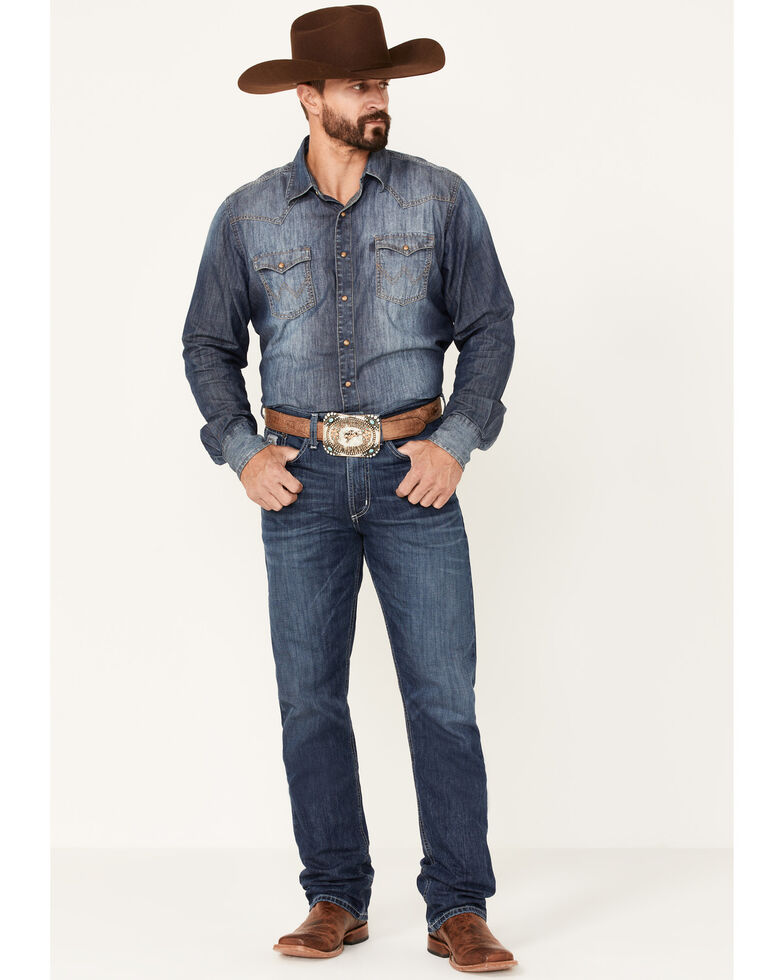 Cinch Men's Silver Label Medium Wash Rigid Slim Straight Jeans , Light Blue, hi-res