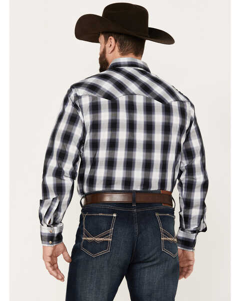 Image #4 - Wrangler Men's Plaid Print Long Sleeve Snap Western Shirt, Black, hi-res