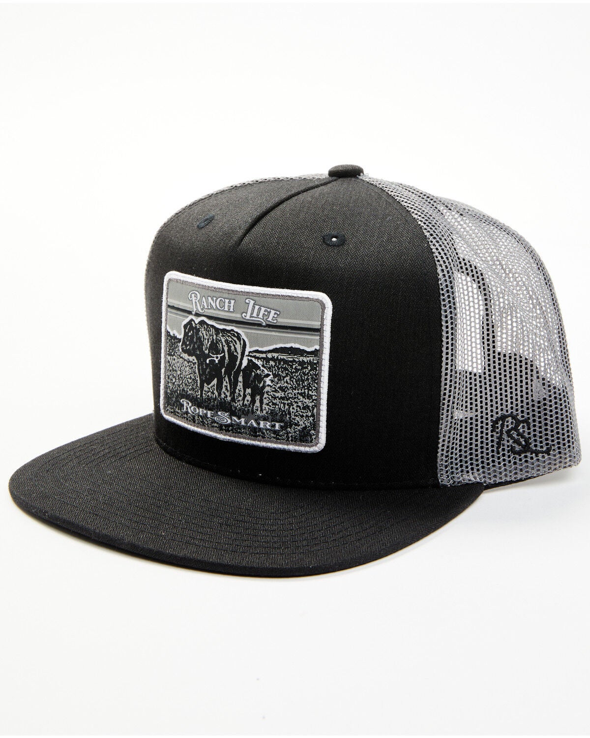 RopeSmart Men's Monochrome Ranch Life Trucker Cap, Black, hi-res