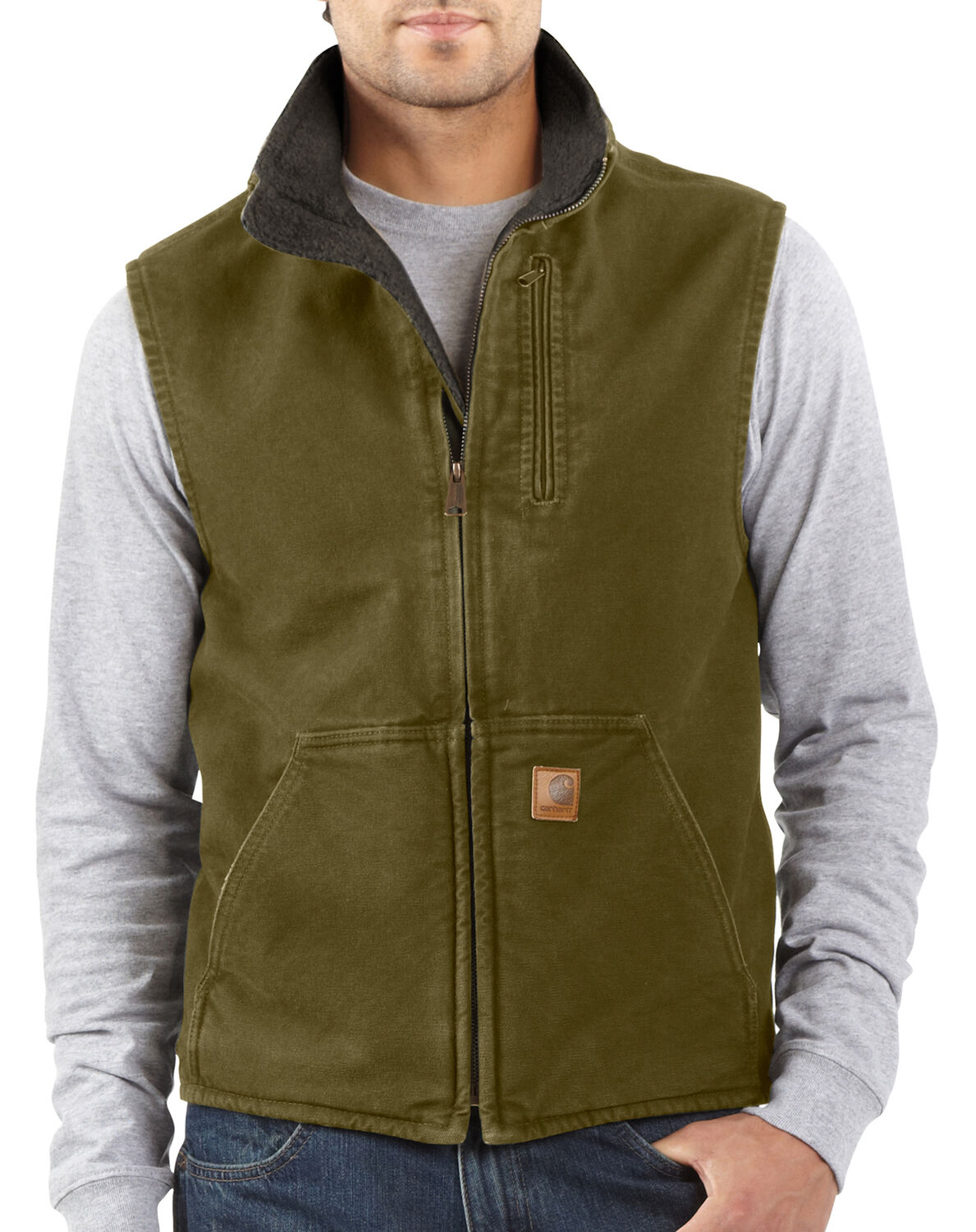 Image #2 - Carhartt Sherpa Lined Sandstone Duck Work Vest - Big & Tall, , hi-res