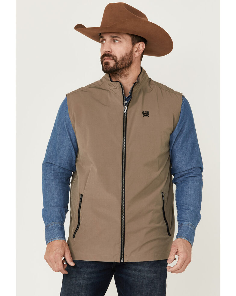 Cinch Men's Khaki Lightweight Silicone Zip-Front Vest , Beige/khaki, hi-res