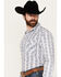 Rough Stock by Panhandle Men's Southwestern Print Long Sleeve Pearl Snap Western Shirt, Blue, hi-res