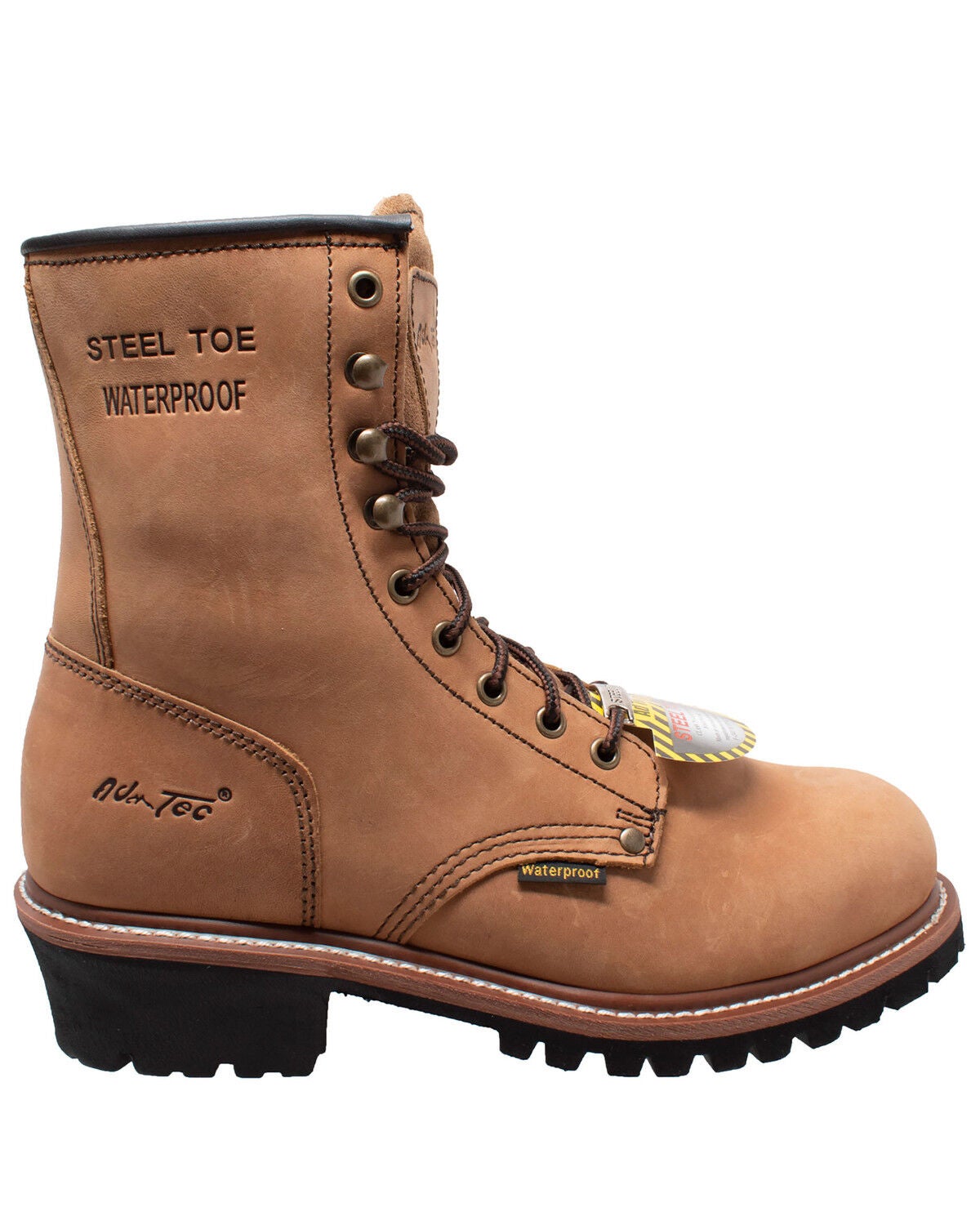 Image #2 - Ad Tec Men's 9" Waterproof Logger Work Boots - Steel Toe, Brown, hi-res