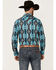 Image #4 - Rock & Roll Denim Men's Southwestern Print Long Sleeve Snap Stretch Western Shirt, Teal, hi-res