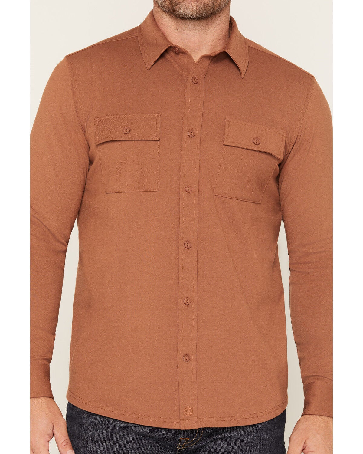 Image #3 - Cody James Men's Westley Solid Long Sleeve Button-Down Stretch Western Shirt, Bark, hi-res