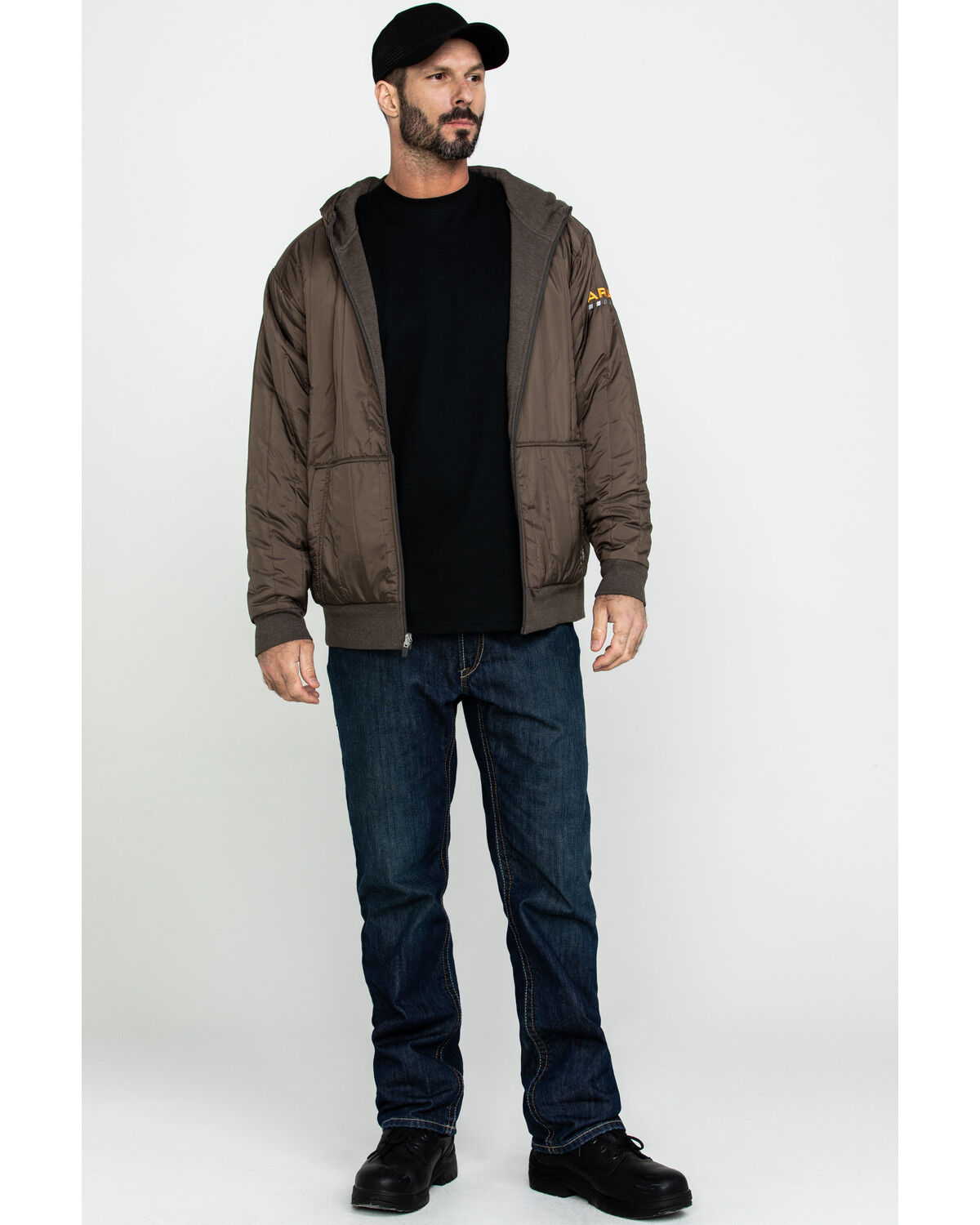 Image #6 - Ariat Men's Rebar Cold Weather Reversible Work Hoodie, Bark, hi-res