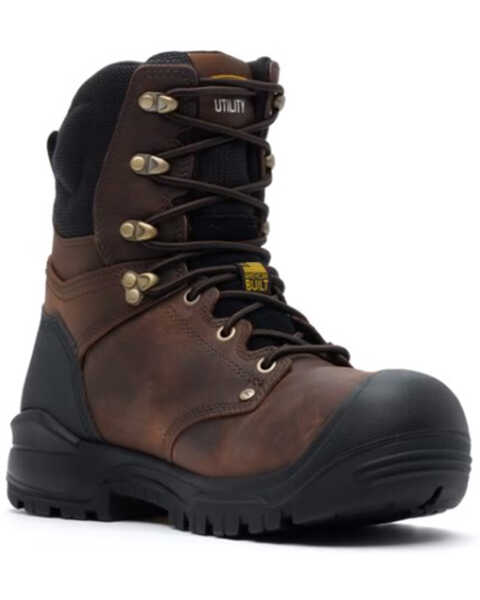 Keen Men's Independence 8" Waterproof Work Boots - Soft Toe , Black, hi-res