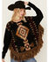 Image #1 - Cotton & Rye Women's Southwestern Fringe Pancho Sweater , Black, hi-res