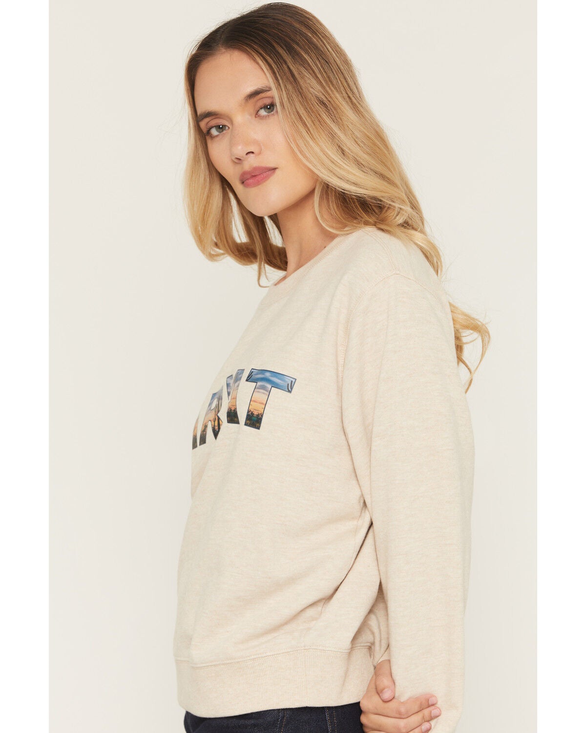 Image #2 - Ariat Women's Landscape Logo Crew Neck Sweatshirt, Grey, hi-res