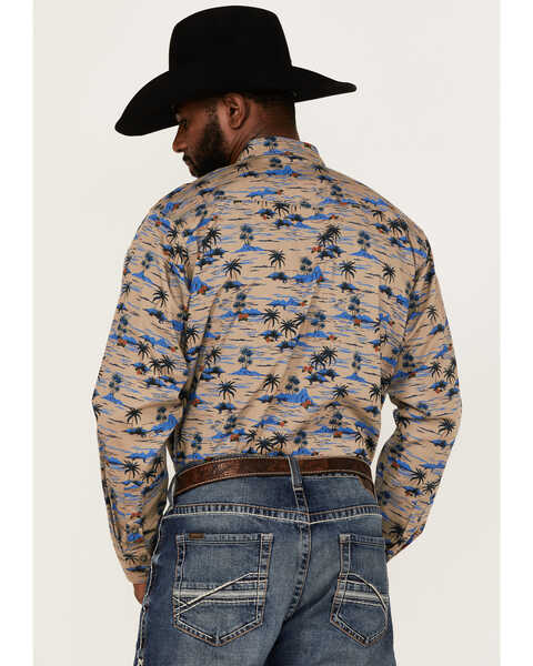 Image #4 - Ariat Men's Hart Retro Tropical Print Long Sleeve Snap Western Shirt , Tan, hi-res