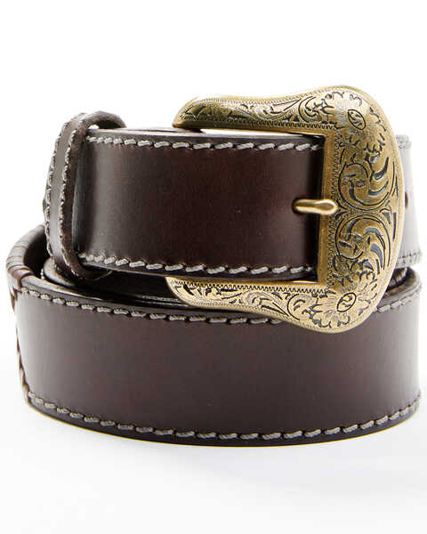 Image #1 - Cody James Men's Tonal Leather Stitch Belt , Brown, hi-res