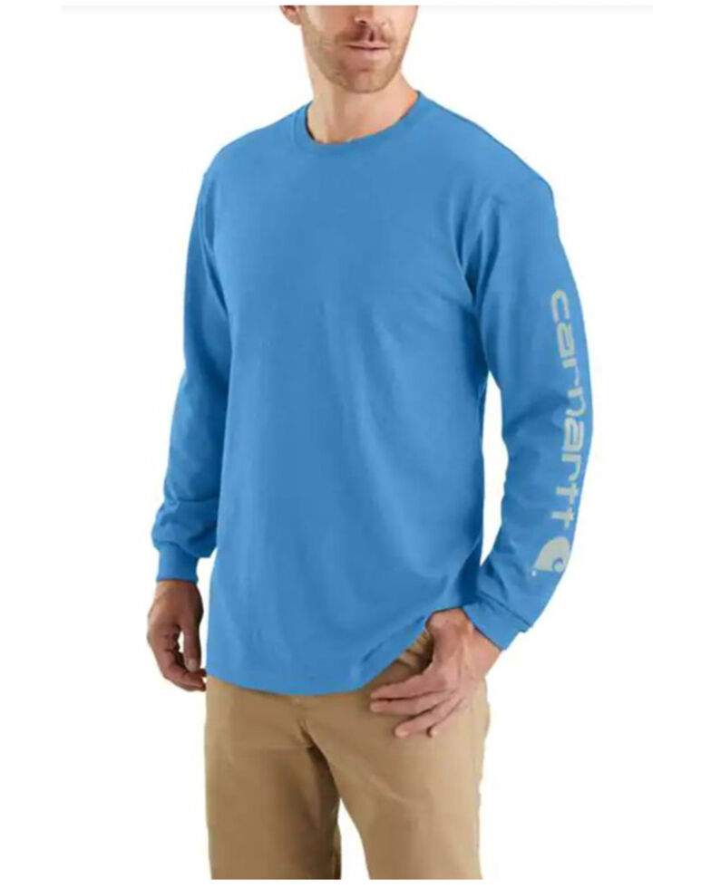 Carhartt Men's Heather Solid Heavyweight Short Sleeve Pocket Work T-Shirt , Blue, hi-res