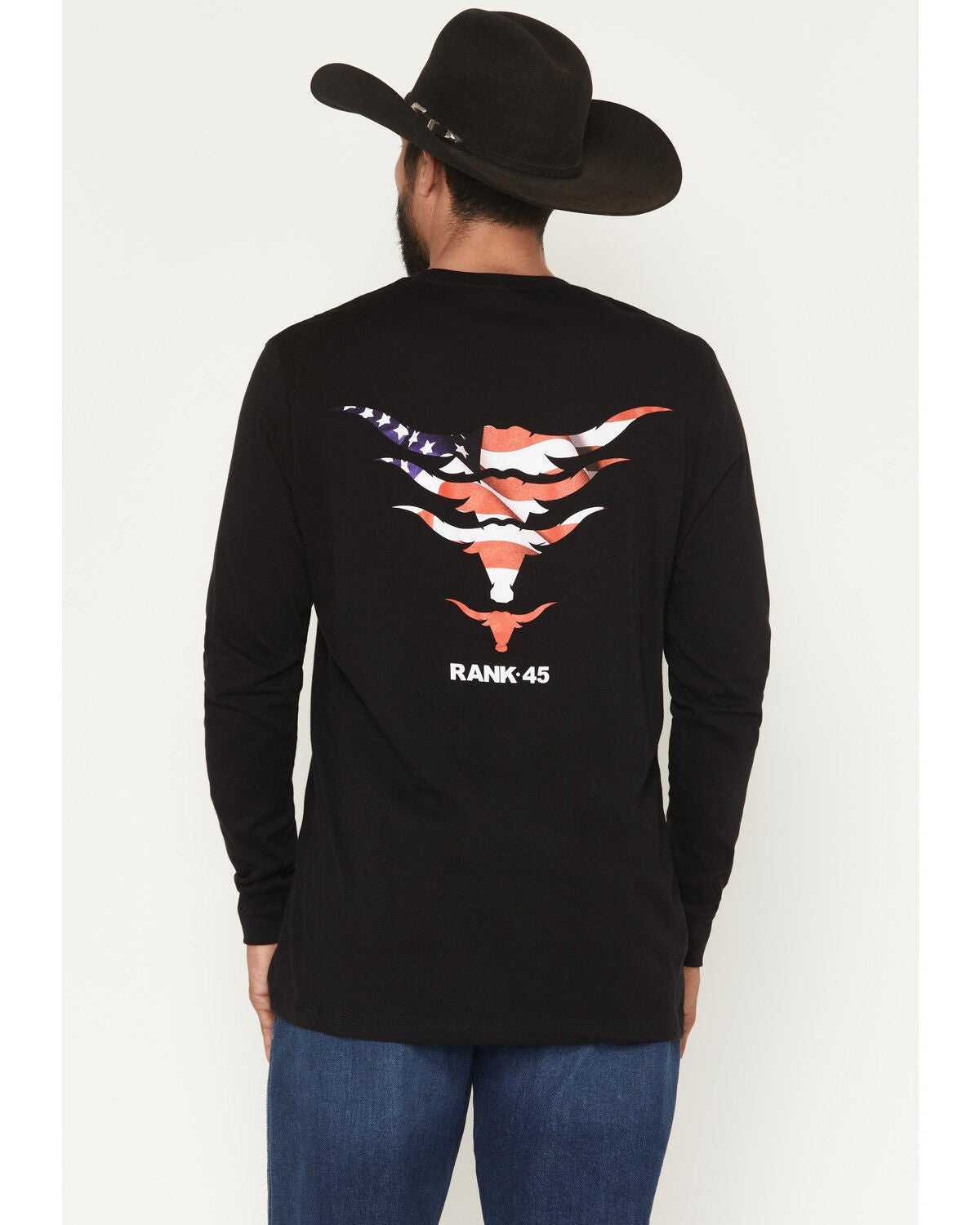Image #1 - RANK 45&reg; Men's Stacked Long Sleeve Graphic T-Shirt, Black, hi-res