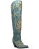 Image #1 - Dan Post Women's Flower Child Tall Boots - Snip Toe, Turquoise, hi-res
