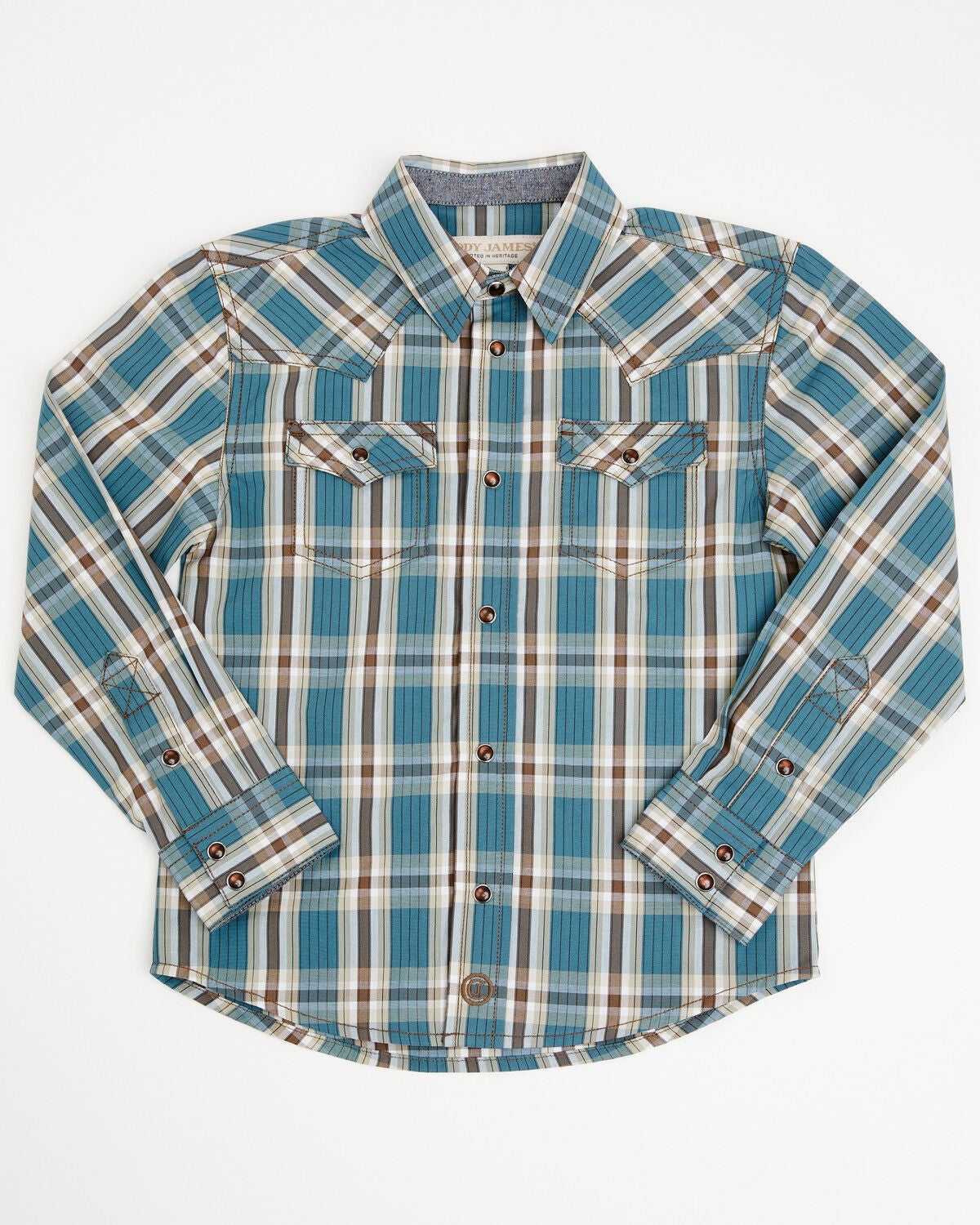 Cody James Toddler Boys' Niagra Falls Plaid Print Long Sleeve Snap Western Shirt, Blue, hi-res